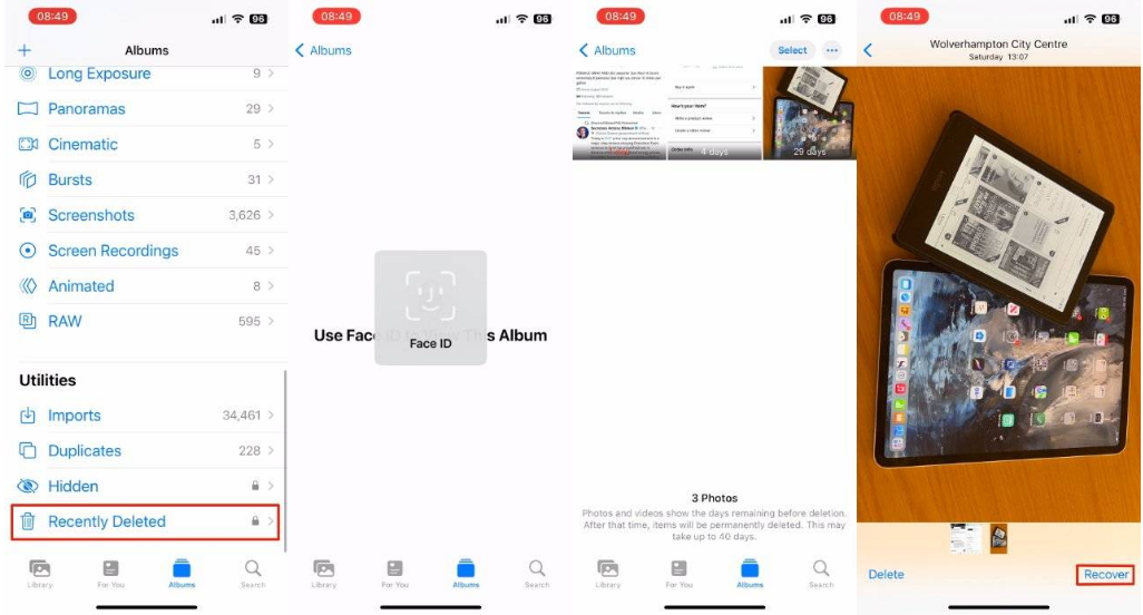 亚东苹果14维修分享 iPhone14 上恢复已删除的照片 