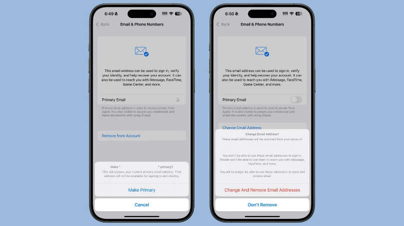 亚东苹果手机维修分享苹果 iOS 18.1 支持设置“主要”邮箱地址并更改 iCloud 邮箱 
