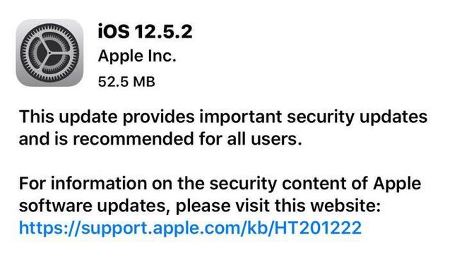 亚东苹果手机维修分享iOS12.5.2发布，建议所有老苹果用户安装 